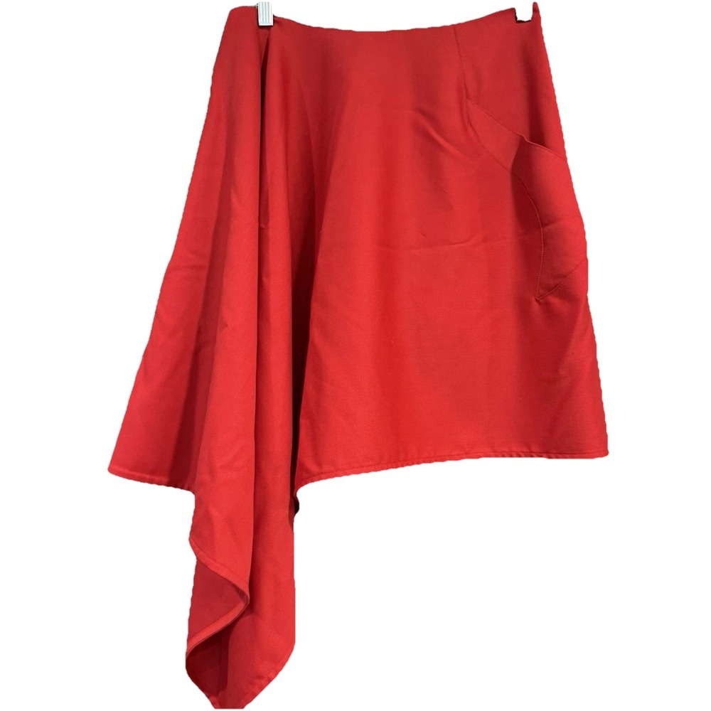 Vejas Skirt Women's 28 (M) Red bias cut 100% wool Canada Handkerchief Style Mod